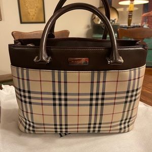 Burberry Brown House Check Canvas Handle Satchel Preowned